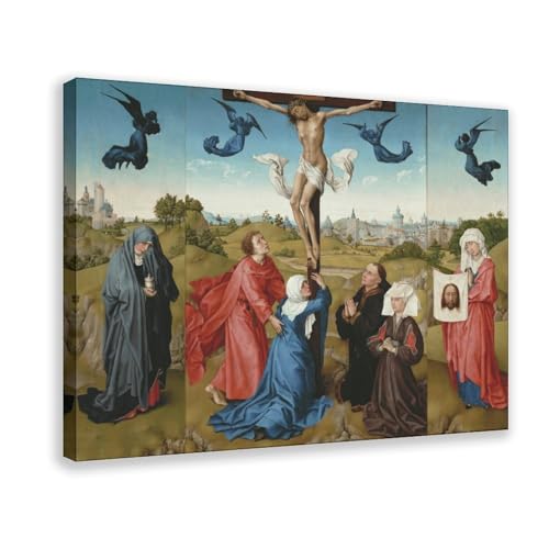Crucifixion Triptyque affiche Van Der Weyden pour sublimer un salon ou un bureau élégant