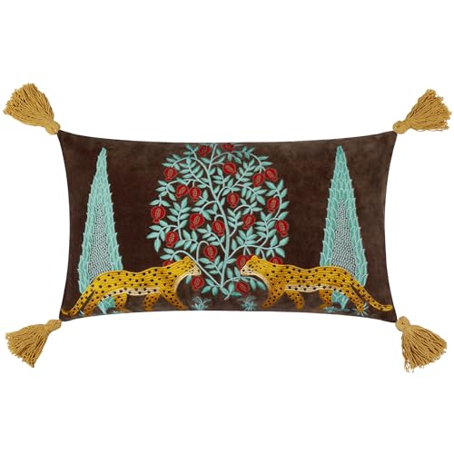 furn. Wylder Tropics Aritra Embroidered Velvet Cushion Cover - Multicolour - 30x50cm