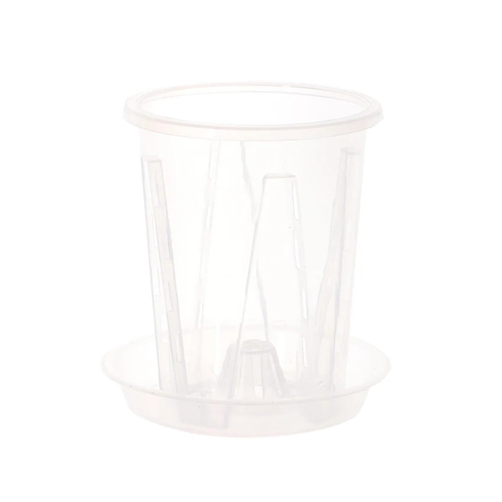 RUWLFE 5pcs Root Control Transparent Flower Pot Bonsai With Tray For Phalaenopsis Orchid Planting With Stomata Home Gardening Decor for Succulents, Houseplants(14CM)
