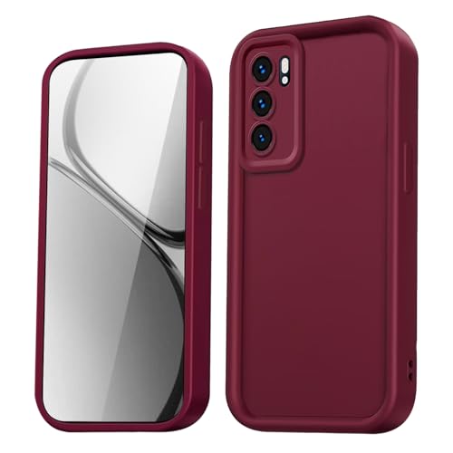 HAOYE Funda para OPPO Reno 6 5G (Reno6 5G),Silicona Carcasa Antigolpes con Bordes Elevados/Esquinas Reforzadas y Diseño Elegante - Vino Tinto