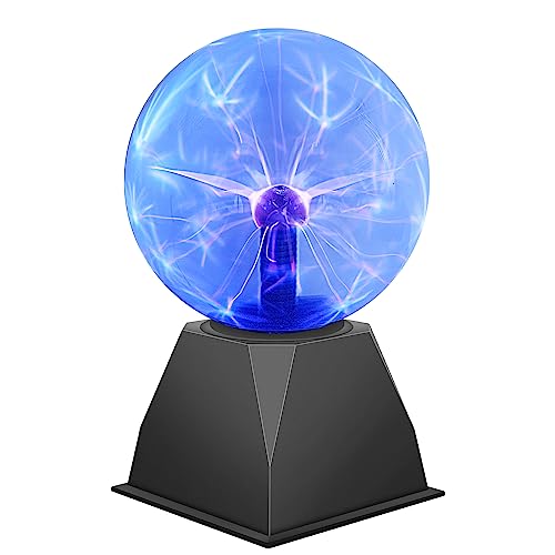 DELIPOP Bola de Plasma Mágica, 6 Pulgadas Bola Luminosa Bola de Relámpagos Sensible al Tacto, Luz de Bola de Plasma Azul para Fiesta, Decoración, Dormitorio