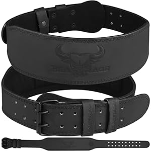 Weight Lifting Belt Leather Heavy Duty Gym Body Building Workout Training Weight Lifting Belt 10 Adjustable Holes 4” Padded Lumbar Back Support Exercise Powerlifting Fitness Squats Strength