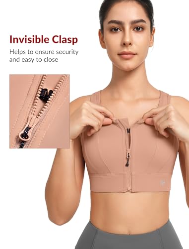 Image of Yvette Front Closure High Impact Sports Bra for Women | Cup Sizes A to DDD Up to 5XL, Sewn in Pads, No Underwire, Breathable Fabric Moisture-Wicking, Easy on and off, Full Coverage