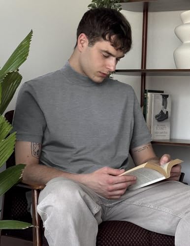 Image of COOFANDY Mens Mock Turtleneck Shirts Casual Premium Cotton Short Sleeve Shirt Basic Half Neck T-Shirts