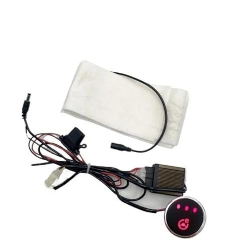 YVKNCDL Universal 12V Built-in Car Steering Wheel Heater Kit Carbon Fiber Heat Pads Independent Switch Control System with Harness(Round Press Switch)