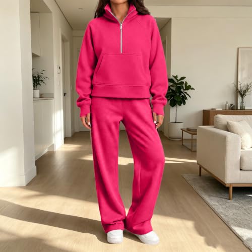 Travel Outfits for Women 2 Piece Sets Plus Size Fleece Palazoo Tops - image 6