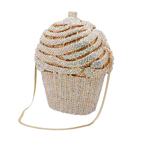 Image of Women Ice Cream Crystal Evening Bag Luxury Rhinestone Clutch Wedding Party Minaudiere Purse and Handbag for Cocktail