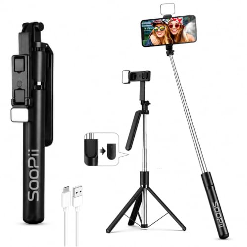 Image of 3-in-1 Bluetooth Selfie Stick Tripod with Wireless Remote & Fill Light | Foldable & 170 cm Extendable Mobile Stand for Vlogging, Reels, Zoom | Compatible with Android & iPhone Smartphones