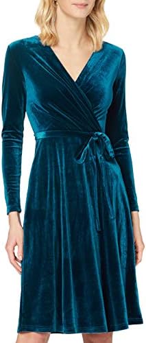 Yumi Women's Teal Velvet Wrap Dress 