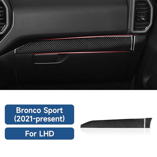 Image of Car Carbon Fiber Dashboard Co-Pilot Instrument Panel Strip Trim Cover Interior Accessories for Ford Bronco Sport 2021 2022 2023 2024