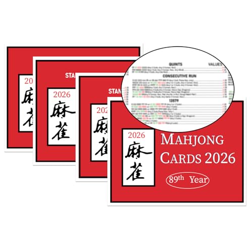 Pixibond 4 PCS Majiang Card 2026 Large Print Cards of 2026 - Easy to Read Rule Cards for Game Nights