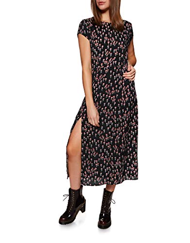 Free People Womens Corrie Printed Split Hem Maxi Dress Black 6