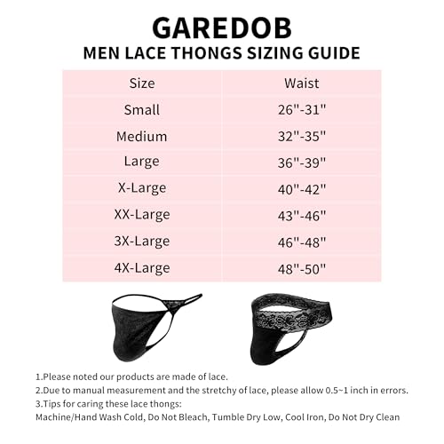 Sexy Men Lace Thongs Comfortable Soft Lace T Back Thong Underwear Wide Waistband 2 Pack Size S-4XL4