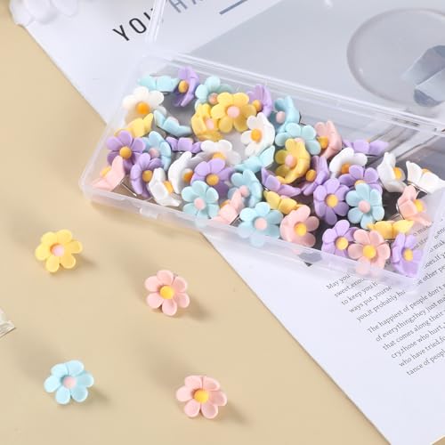 TIESOME 50 STK Pinnnadeln Blumen, Blumen Reißzwecken Heftzwecken Korktafeln Kreativ Dekorative Stecknadeln Pinnwandnadeln Pinnadeln Push Pins für Fotos Tags Stoffmarkierung Karte Zuhause