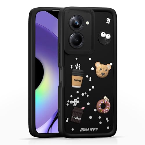 Image of Pikkme Back Cover for Realme 10 Pro 5G | Cute Fun Cartoon 3D Bear Silicone Full Body Protection Bumper Case (Black)