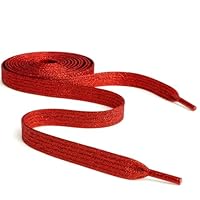 Red 120cm / 47\" Flat Metallic Sparkle Glitter Smart Laces® Shoe laces, Ideal Shoelaces for Kids Girls Children & Women's Trainers