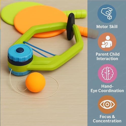 Image of Humming Bird Kids Indoor Table Tennis Trainer | Door-Mounted Ping Pong Set with 2 Paddles & 5 Balls | Active Play Sports Game for Children Ages 5+ | Non-Toxic Sports Toy for Indoor Play