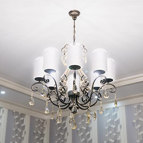 Image of Canomo White Linen Frosted Glass Lamp Shade, 6 inch x 4 inch Cylinder Light Fixture Replacement Globe with 1-5 /8-Inch Fitter, 3 Pack