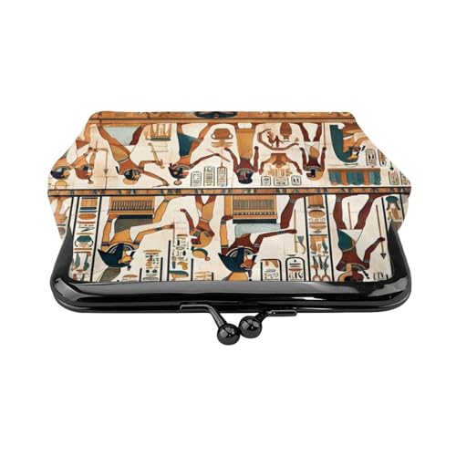Pu Leather Buckle Coin Purse Ancient-Egyptian-Hieroglyph-Murals Girls Kiss-Lock Change Purse Wallets2