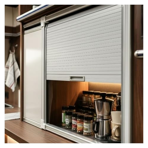 QSTGX Puerta Enrollable Armario Persianas Enrollables Kit de Puerta Enrollable Panel de Repuesto Retráctil Para Gabinetes Cocina, Caravanas, Autocaravanas, Oficinas Y Hoteles(65x65 cm)
