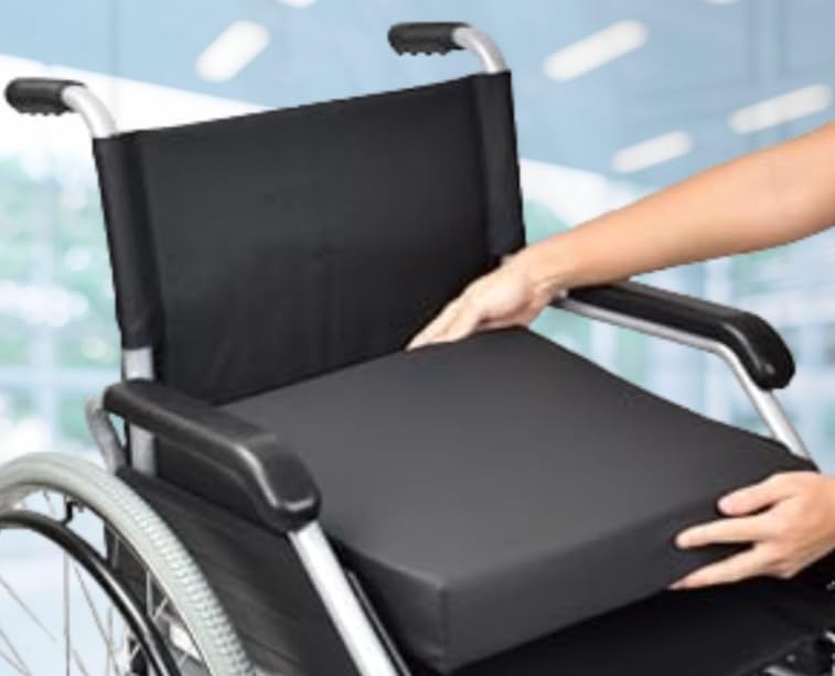 Cojín de espuma para aliviar el dolor para silla de ruedas, asiento de coche, soporte de coxis, cojín de silla de ruedas, funda impermeable (negro, 41 cm x 46 cm x 10 cm)