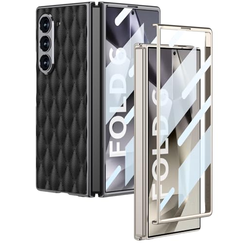 Coque pour Samsung Galaxy Z Fold6 antichoc étui cuir mince léger avec vitre écran gris clair