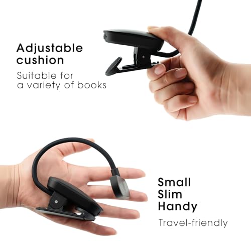 Image of Rechargeable Book Light for Reading in Bed - 14 LED Book Light with 3 Color Temperatures, Stepless Dimming, Up to 80 Hours Runtime, 360 Rotatable Clip - Perfect for Book Lovers, Black
