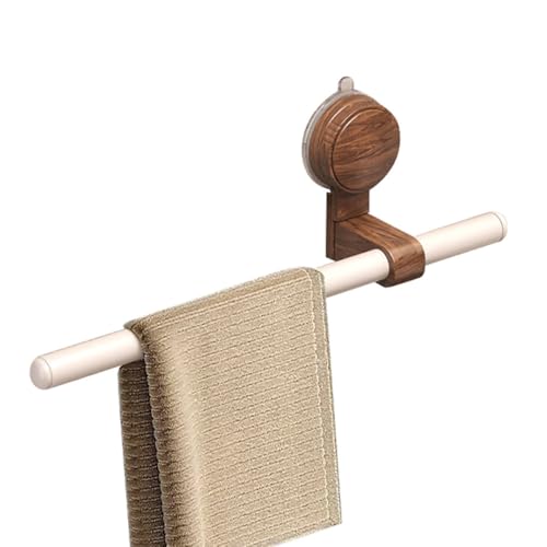 Support des serviettes sans perçage avec ventouse puissante et tige mobile en bois