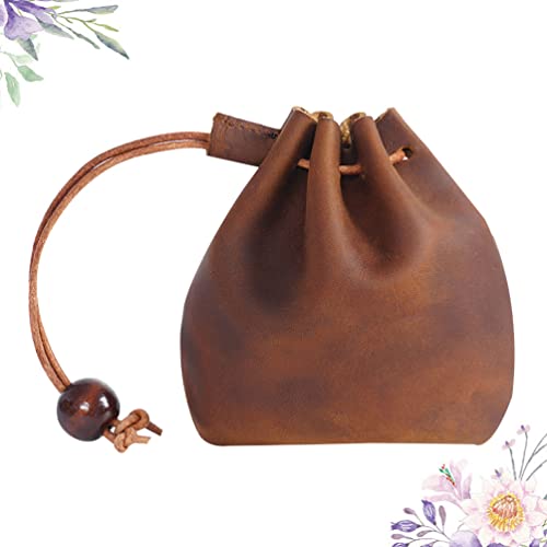 Toyvian Billeteras De Hombres Cuero Original Leather Drawstring Pouch, Coin Purse, Medieval Style Leather Coin Bag Change Holder for Men Woman ( ) Renaissance Bag3