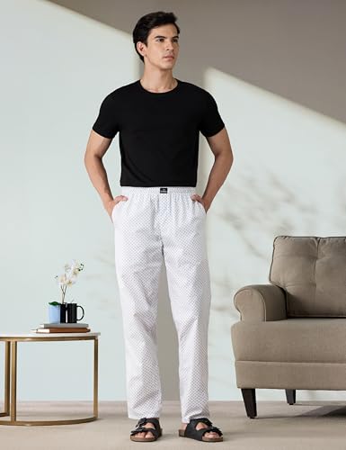 Image of Amazon Brand - Symbol mens 100% Cotton Pyjama /Lounge Pants |Regular Fit | Printed | Available in Plus Sizes