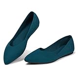 Frank Mully Womens Flat Shoes Classic Pointed Toe Flats Knitted Dress Shoes Soft Flats for Woman Comfortable Dressy Teal,8
