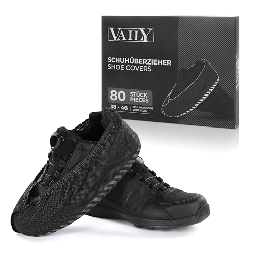 Vaily Copriscarpe Neri - 80 Pezzi (40 Paia) Copriscarpe Resistente e Antiscivolo