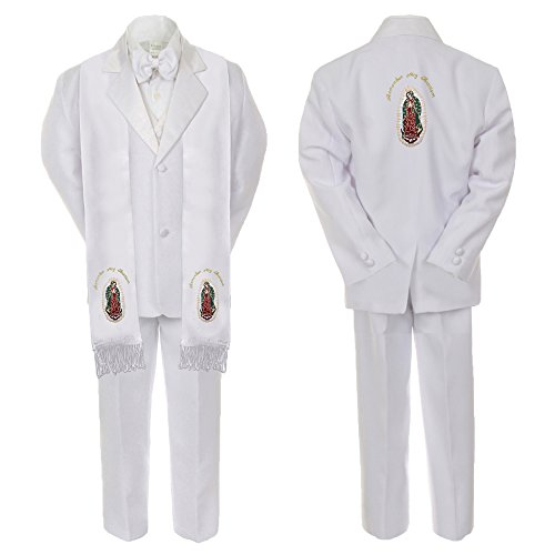Image of New Born Baby Boy Teen Christening Suit Gold Virgin Mary on Stole & Back SM-20