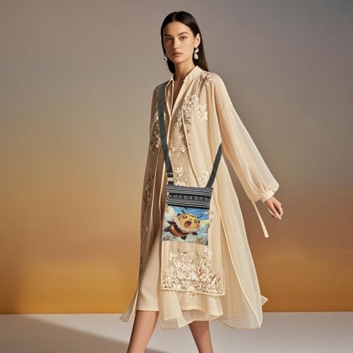 Playful Bees Print Crossbody Bag Joyful Bumblebee Print Messenger Bag Adjustable Shoulder Strap Travel Casual Purse Birthday Christmas Gift for Sister Bee Lovers Gift4