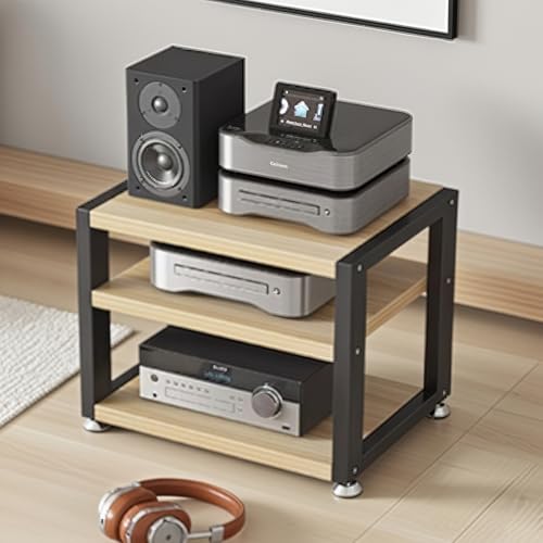 UrbanUp Mueble HiFi Gabinete de Audio Pequeño de 2, 3 y 4 Niveles, Gabinete Estéreo Portátil de Escritorio, Soporte Multimedia para El Hogar o Sala de Juegos(3 Tier)
