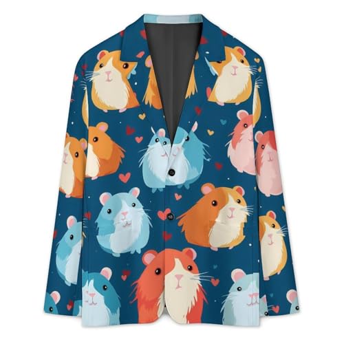 Cute Guinea Pigs Men's Casual Blazers Slim Fit Sport Coats Blazer Two Buttons Suit Jacket for Work Party3