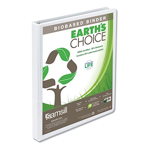 Image of Samsill Plant-Based 0.5 Inch Durable Round Ring, View Binder, Eco-Friendly, USDA Certified Biobased, Single, White
