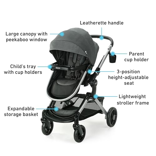 graco modes nest travel system 3-in1 modular carseat stroller combo adjustable slide2me infant car seat carrier to toddler stroller includes the snugride dlx infant car seat sullivan