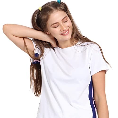 Image of Bewakoof Women Hashtag Blue Color Block Panel T-Shirt