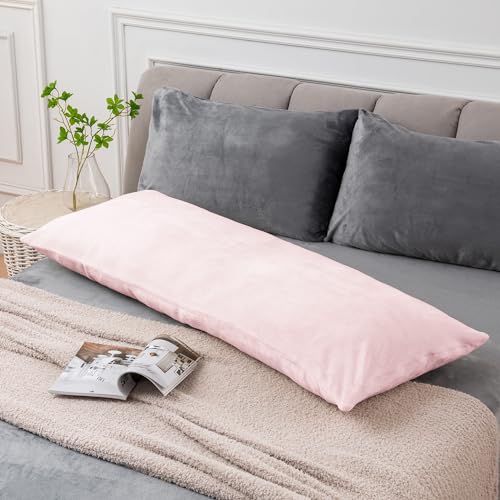 Image of BEDELITE Body Pillow Cover with Zipper, Pink, 20x54 Inch, 1 Pack | Body Pillow Pillowcase, Super Soft and Cozy Fuzzy Fleece, Luxury Plush Long Pillowcase, Versatile Comfort for All Seasons
