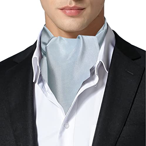 Remo Sartori Made in Italy Men's Solid Self Cravat Ascot Tie,Double Pointed,Silk (Powder Blue)