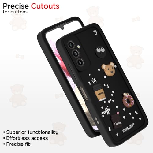 Image of Outlouders Back Cover for Samsung Galaxy F23 5G | 3D Cartoon Cute Fun Bear | Silicone Full Body Protection Bumper Case (Black)