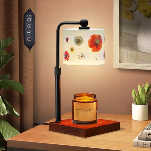 TLENEMOS Candle Warmer Lamp with Timer, Lamp Candle Warmer for Jar Candles Flower Candle Warmer, Adjustable Height Dimmable for House Warming Gifts New Home Bedroom Decor Mother's Day Gfit
