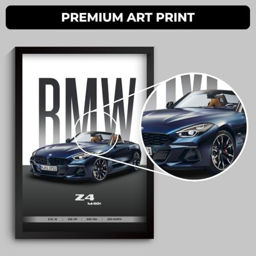 Image of Funk You Store BMV Z4 Poster | Framed BMV A4 Sized (31 x 23 cm) | Car Poster for Wall, Gift for Boys, Sportcar Frames | Z4 Car Posters for Wall, Bedroom, Hostel, Study Area, Hostel (F 078)