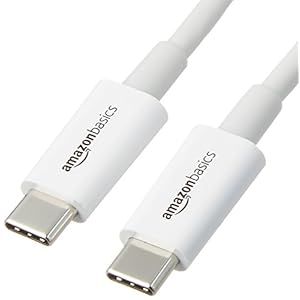 Amazon Basics USB Type-C to USB Type-C 2.0 Cable for Charging Adapter, Smartphone – 9 Feet (2.7 Meters) – White