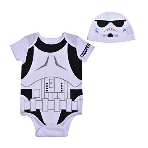 STAR WARS Boys’ Roleplay Short Sleeve Bodysuit for Newborn and Infant – White or Brown or Black