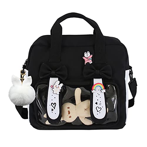 Eien Kaliforua Ita Bag Cute Japanese School Bag JK Uniform Bag Kawaii 3 Way Anime Purse (Black, F)