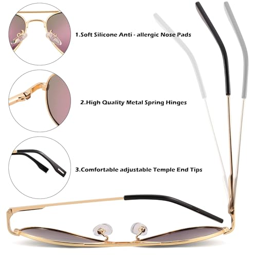 AZorb Polarized Aviator Sunglasses Mirrored Lens Metal Frame for Men Women, 100% UV 400 Protection3