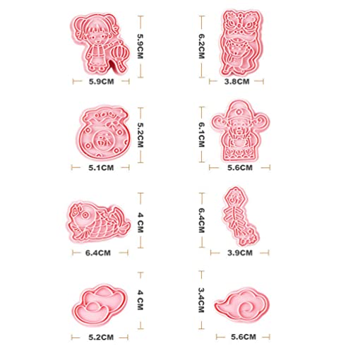 Chocolate Chip Cookies 8Pcs Chinese New Year Cookie Cutters 3D Chinese Style Embossing Biscuit Molds Funny Fondant Stamper Chinese New Year Bakeware Tool For Diy Cake Pastry Chocolate Molds #TOP6