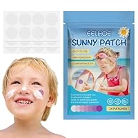 24 Pcs UV Stickers for Sunscreen,Sun Cream Stickers to Reapply, Waterproof UV Detection, UV Detection Reminder Patch for Kids Changes Color When Time To Reapply Sunscreen Facial